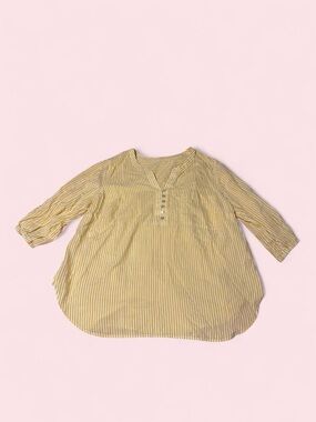 Source Unknown Yellow Striped Henley Tunic